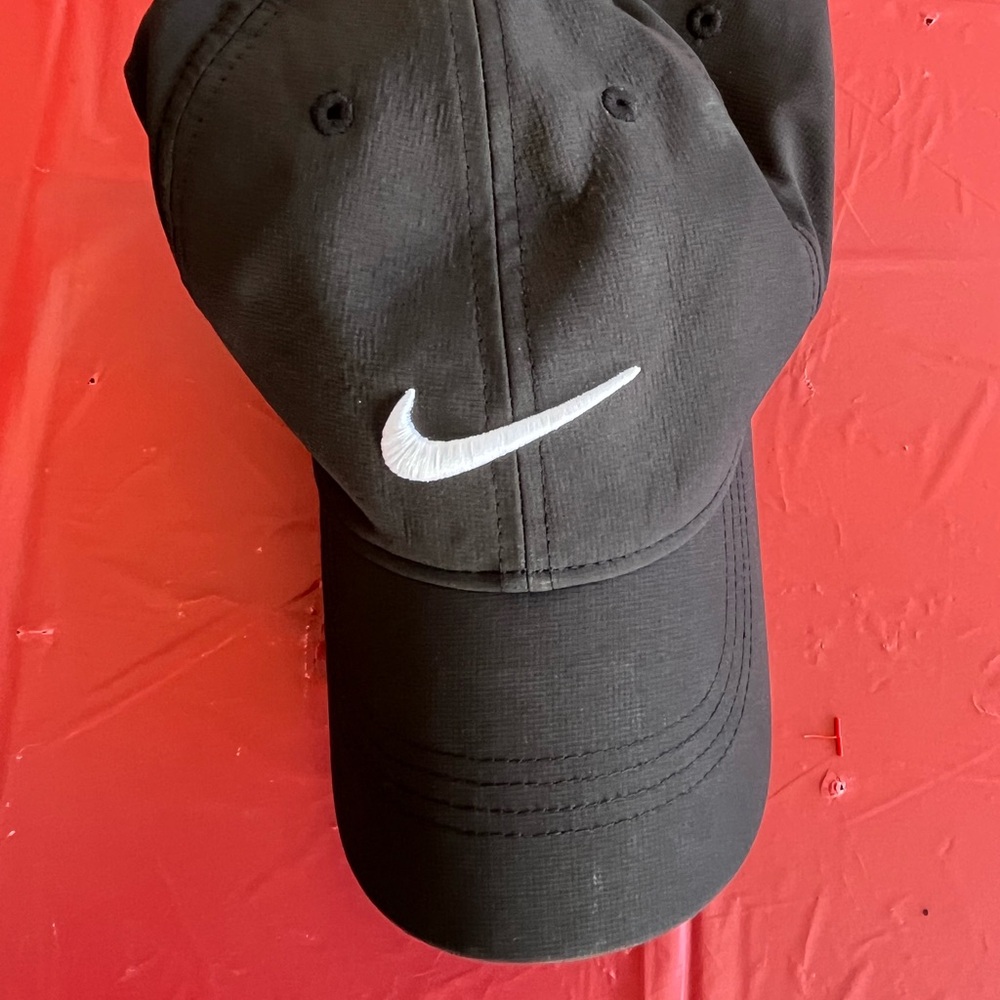 Nike Legacy91 Dri-Fit Adjustable Hat Black Golf Cap White Logo
